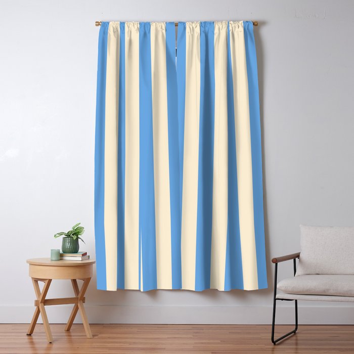Retro Coastal Blue and White Stripes Window Curtain Gallery Image 5