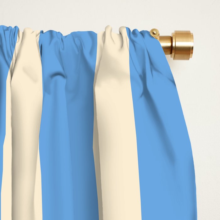 Retro Coastal Blue and White Stripes Window Curtain Gallery Image 2
