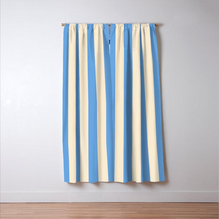 Retro Coastal Blue and White Stripes Window Curtain Gallery Image 3
