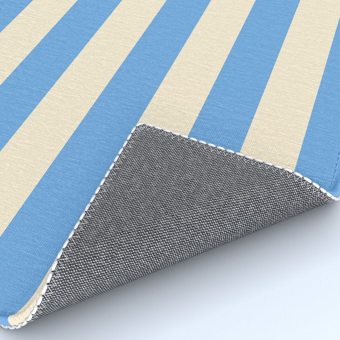 Retro Coastal Blue and White Stripes Rug Gallery Image 4