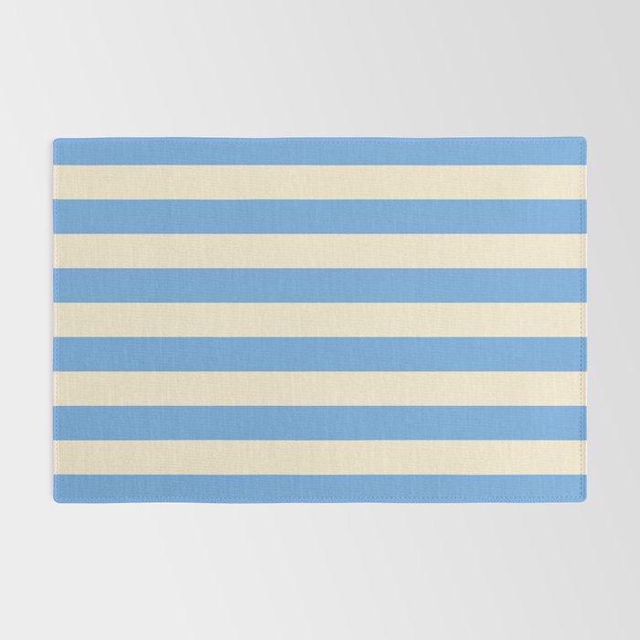 Retro Coastal Blue and White Stripes Rug Gallery Image 2