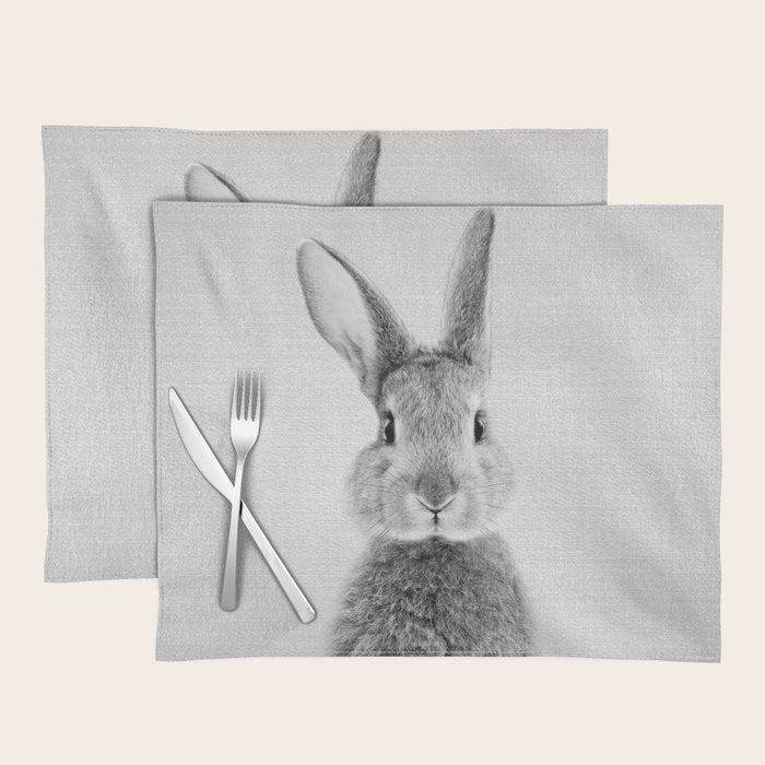 Rabbit - Black & White Placemat Gallery Image 1