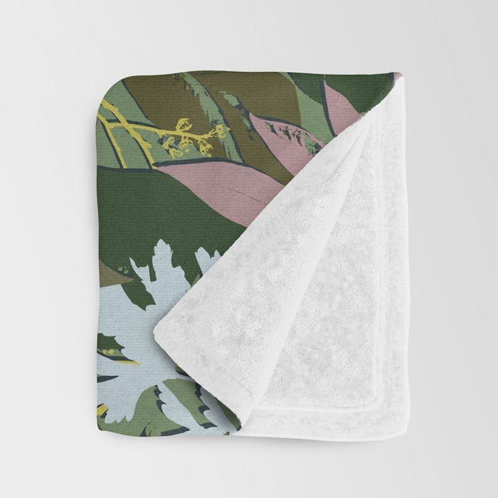 Cilantro Tropics - Blue Throw Blanket Gallery Image 3