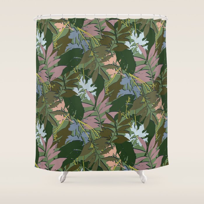 Cilantro Tropics - Blue Shower Curtain Gallery Image 1