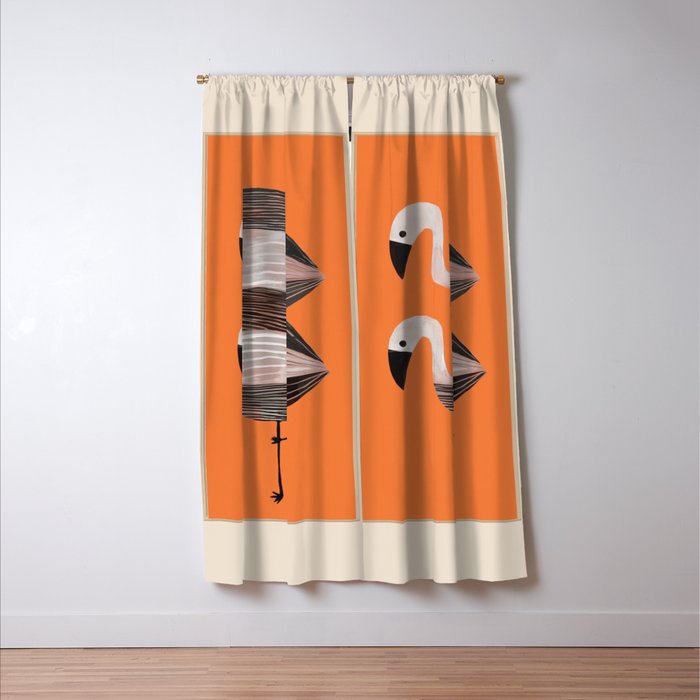 Tangerine Flamingos Window Curtain Gallery Image 3