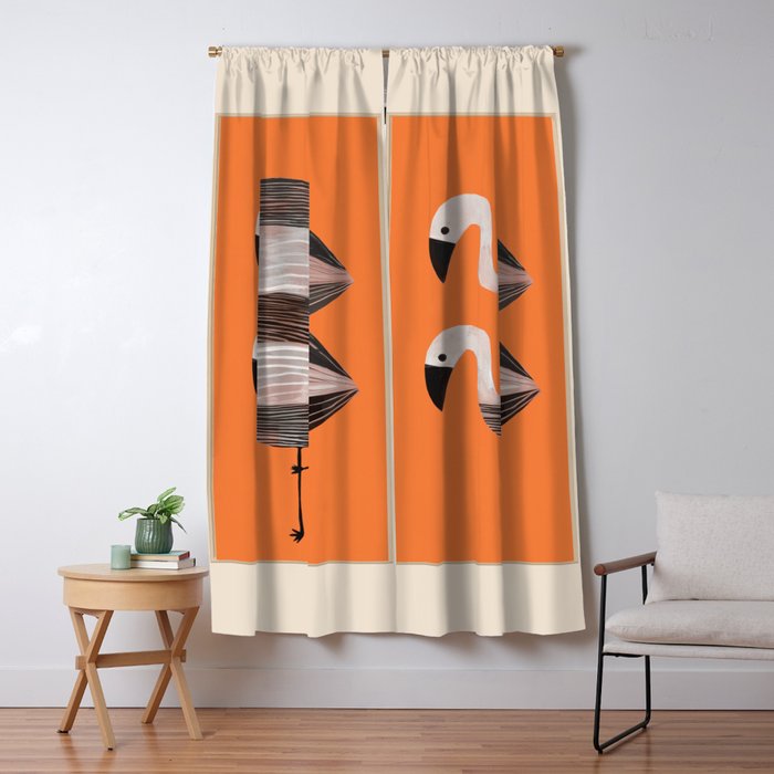 Tangerine Flamingos Window Curtain Gallery Image 5