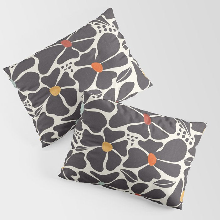 Abstract Black Florals Pillow Sham Gallery Image 3