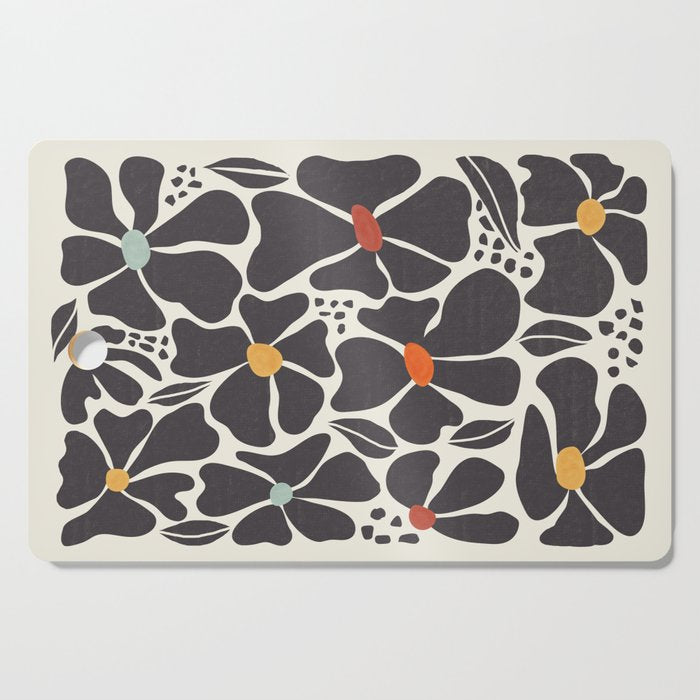 Abstract Black Florals Cutting Board Gallery Image 1