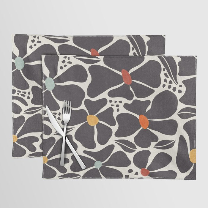 Abstract Black Florals Placemat Gallery Image 1