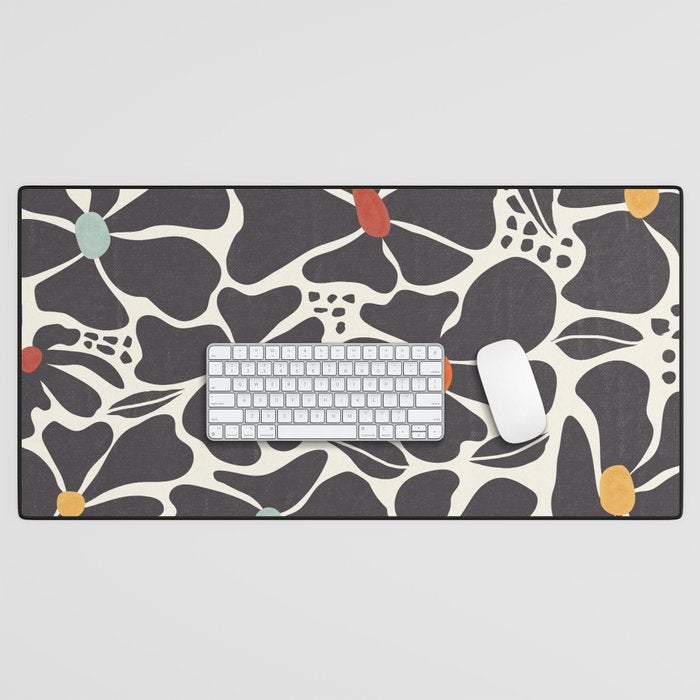 Abstract Black Florals Desk Mat Gallery Image 1