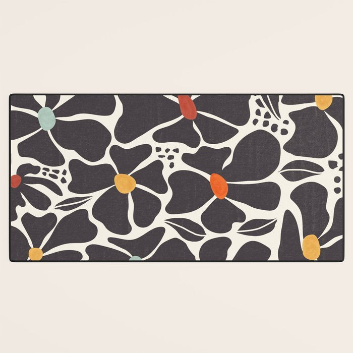 Abstract Black Florals Desk Mat Gallery Image 3
