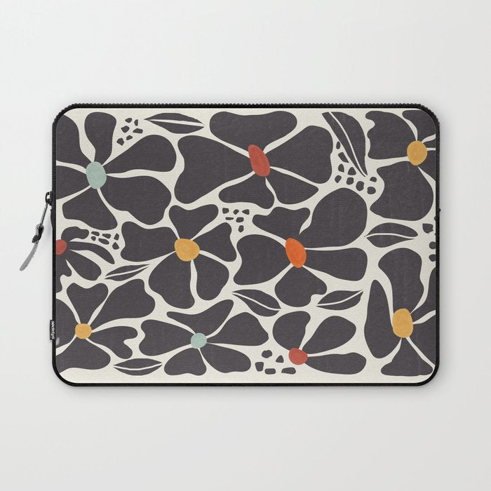 Abstract Black Florals Laptop Sleeve Gallery Image 1