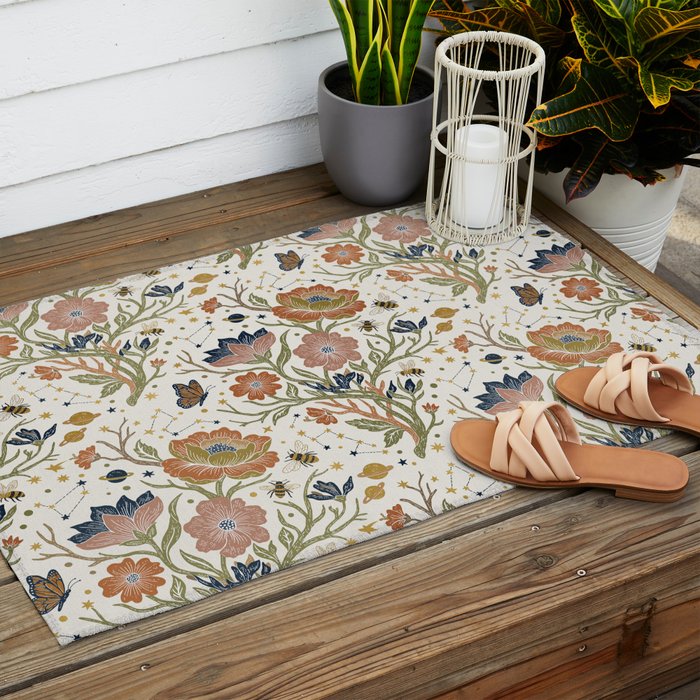Boho Floral Galaxy Garden Outdoor Rug Gallery Image 2