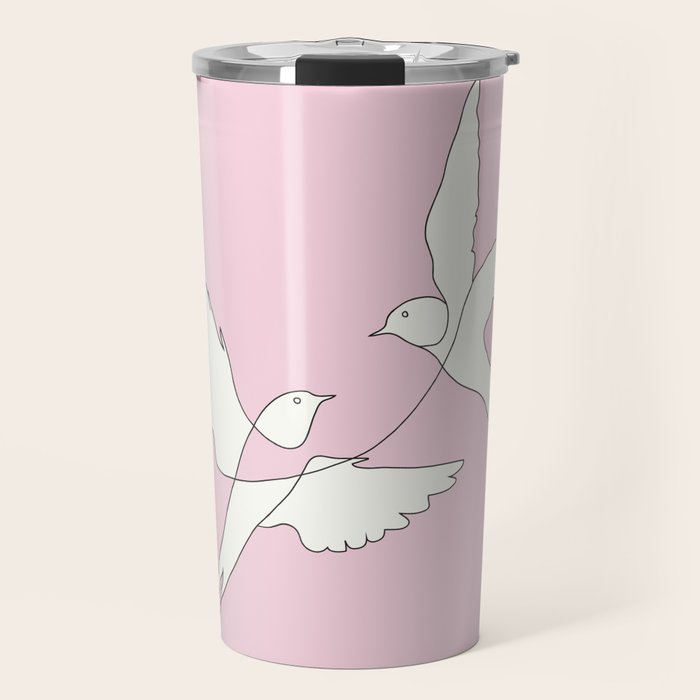 Two Swallows Line Art Travel Mug Gallery Image 1