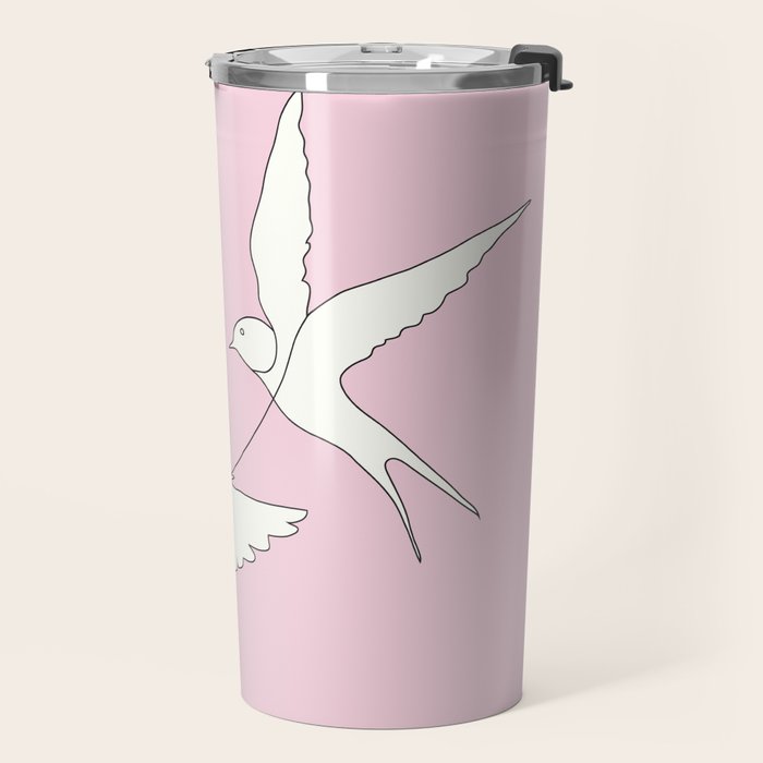 Two Swallows Line Art Travel Mug Gallery Image 2