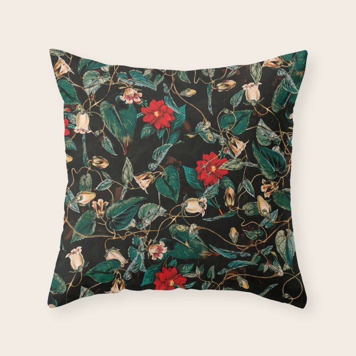 TROPICAL JUNGLE - Night II Throw Pillow Gallery Image 1