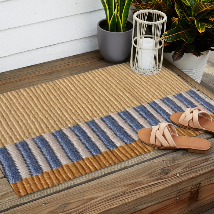 Mid Century Modern Minimalist Color Field Geometric Style Outdoor Rug Gallery Image 2