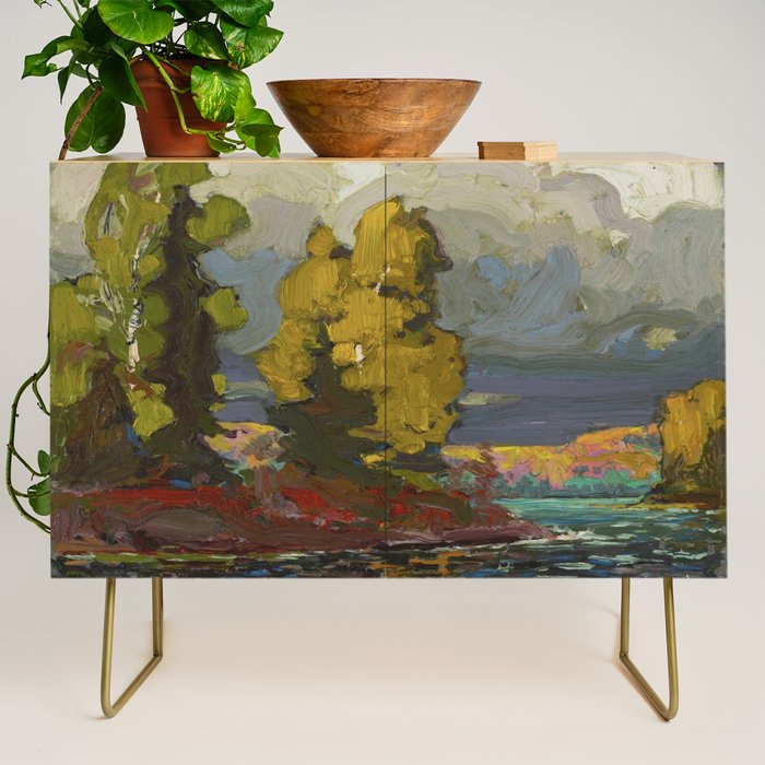 Tom Thomson Poplars by a Lake 1916 Canadian Landscape Artist Credenza Gallery Image 1