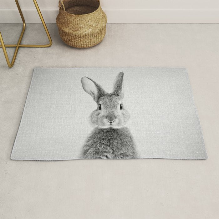 Rabbit - Black & White Rug Gallery Image 1