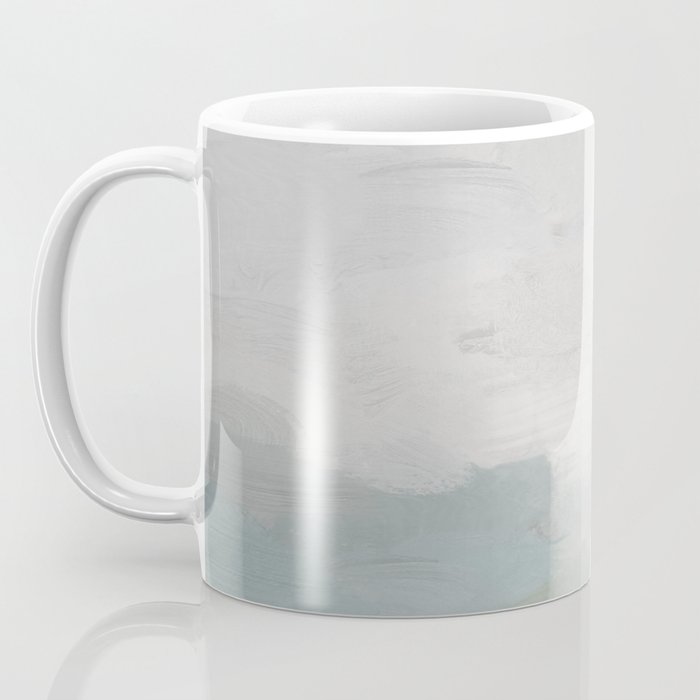 Temple of Flora - Dark Green Seafoam Teal Valley Horizon Gray Cloudy Skies Abstract Nature Painting Coffee Mug Gallery Image 3