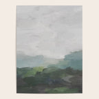 Temple of Flora - Dark Green Seafoam Teal Valley Horizon Gray Cloudy Skies Abstract Nature Painting Poster Gallery Image 4