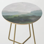 Temple of Flora - Dark Green Seafoam Teal Valley Horizon Gray Cloudy Skies Abstract Nature Painting Side Table Gallery Image 2