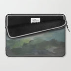 Temple of Flora - Dark Green Seafoam Teal Valley Horizon Gray Cloudy Skies Abstract Nature Painting Laptop Sleeve Gallery Image 2