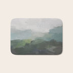 Temple of Flora - Dark Green Seafoam Teal Valley Horizon Gray Cloudy Skies Abstract Nature Painting Bath Mat Gallery Image 1