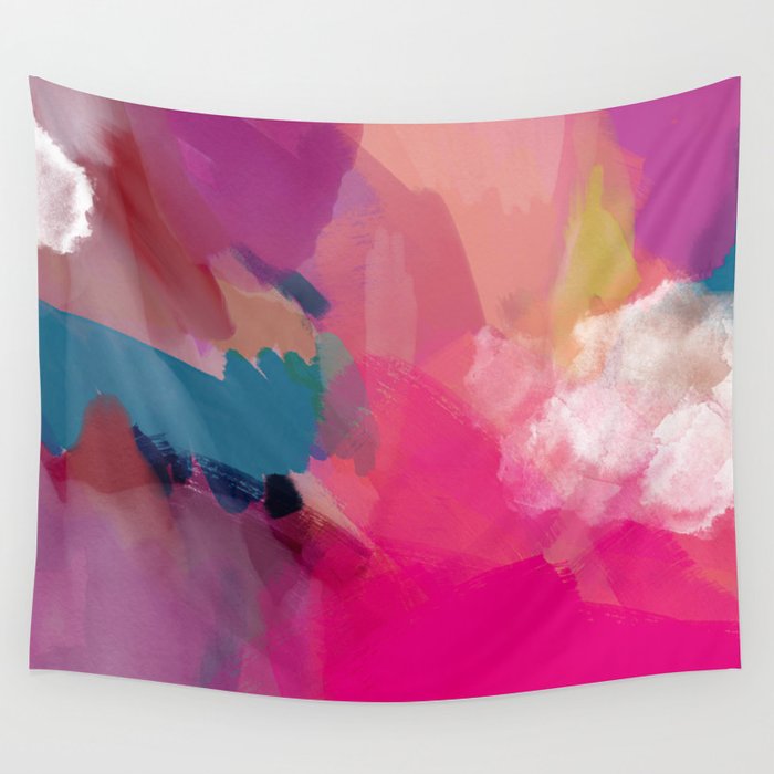 PINK abstract landscape Wall Tapestry Gallery Image 1