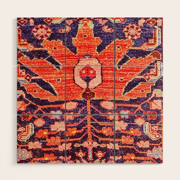 Hamadan Vintage Persian Tribal Rug Print Wood Wall Art Gallery Image 1