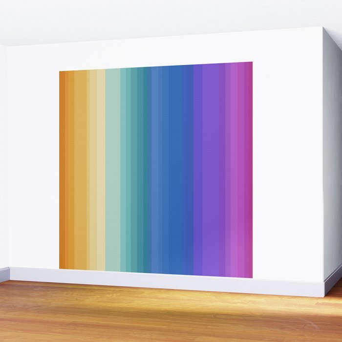 Classic Stripes XVI - Ombre Rainbow Wall Mural Gallery Image 2