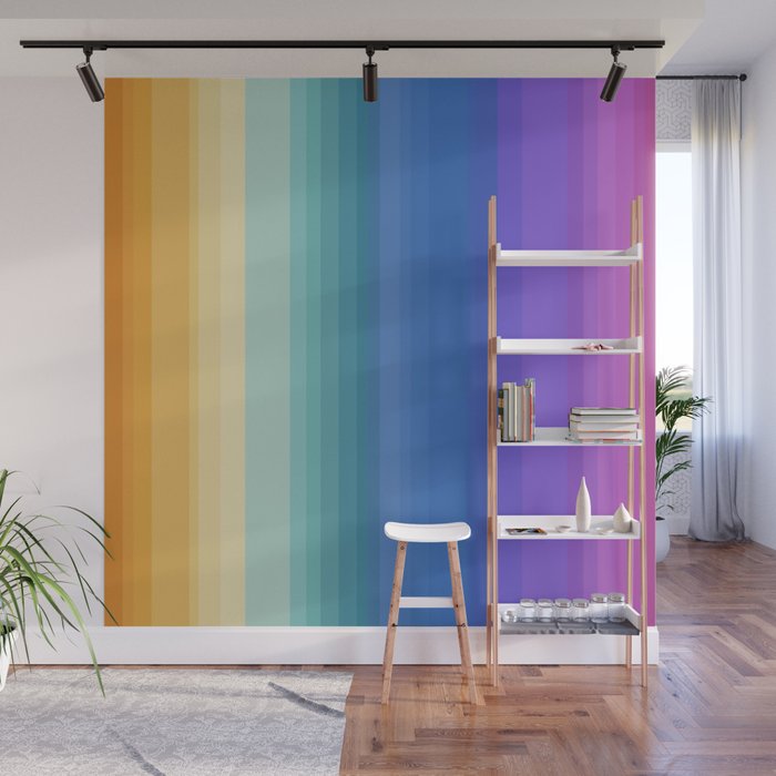 Classic Stripes XVI - Ombre Rainbow Wall Mural Gallery Image 1