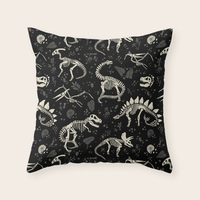 Excavated Dinosaur Fossils Throw Pillow Gallery Image 1