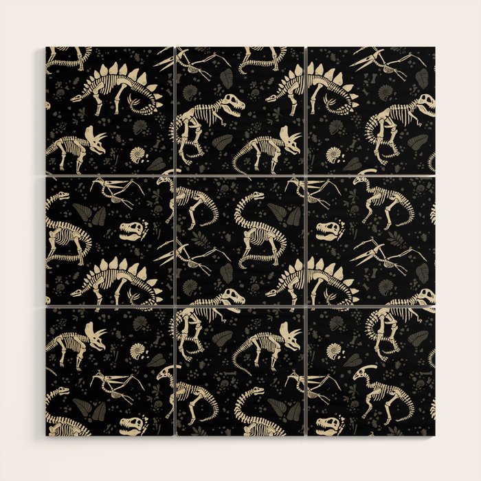 Excavated Dinosaur Fossils Wood Wall Art Gallery Image 1