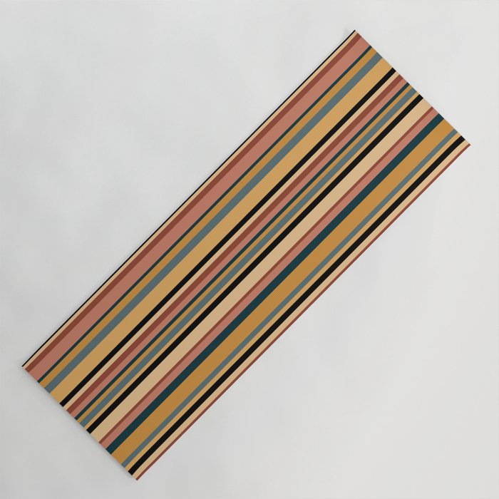 Classic Stripes X - Vintage Neutral Yoga Mat Gallery Image 1