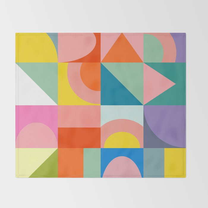 mid mod summer checkers Throw Blanket Gallery Image 2