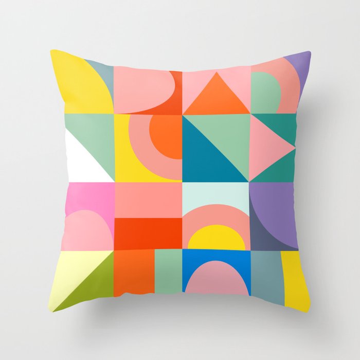 mid mod summer checkers Throw Pillow Gallery Image 6