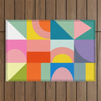 mid mod summer checkers Outdoor Rug Gallery Image 1