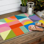 mid mod summer checkers Outdoor Rug Gallery Image 2