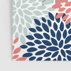 Floral Bloom Print, Living Coral, Pale Aqua Blue, Gray, Navy Poster Gallery Image 3