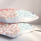 Floral Bloom Print, Living Coral, Pale Aqua Blue, Gray, Navy Pillow Sham Gallery Image 3