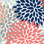 Floral Bloom Print, Living Coral, Pale Aqua Blue, Gray, Navy Coffee Mug Gallery Image 2
