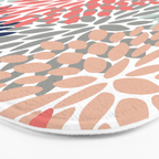 Floral Bloom Print, Living Coral, Pale Aqua Blue, Gray, Navy Bath Mat Gallery Image 3