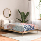 Floral Bloom Print, Living Coral, Pale Aqua Blue, Gray, Navy Comforter Gallery Image 2