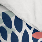 Floral Bloom Print, Living Coral, Pale Aqua Blue, Gray, Navy Comforter Gallery Image 4