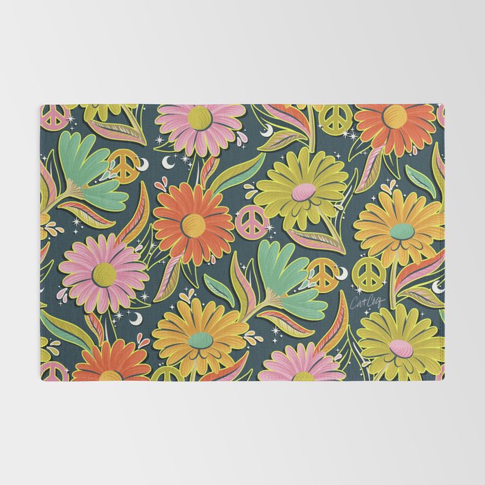 Drippy Daisy Dreamscape - Electric on Navy Rug Gallery Image 2