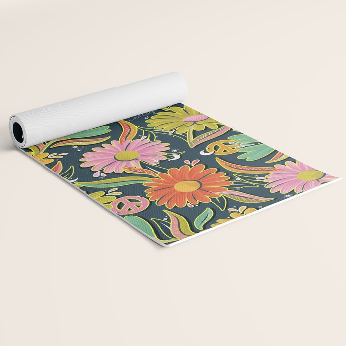 Drippy Daisy Dreamscape - Electric on Navy Yoga Mat Gallery Image 2