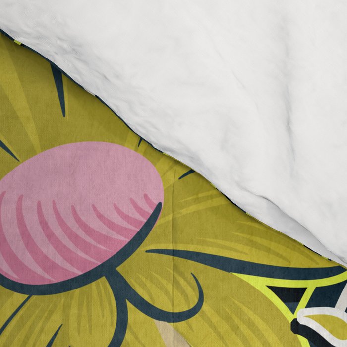 Drippy Daisy Dreamscape - Electric on Navy Comforter Gallery Image 4