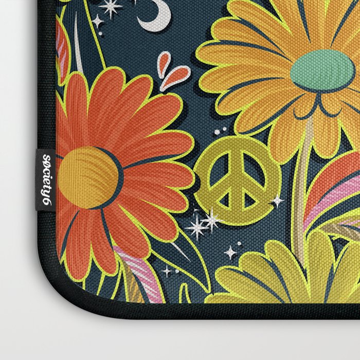 Drippy Daisy Dreamscape - Electric on Navy Laptop Sleeve Gallery Image 3