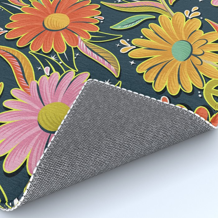 Drippy Daisy Dreamscape - Electric on Navy Rug Gallery Image 4
